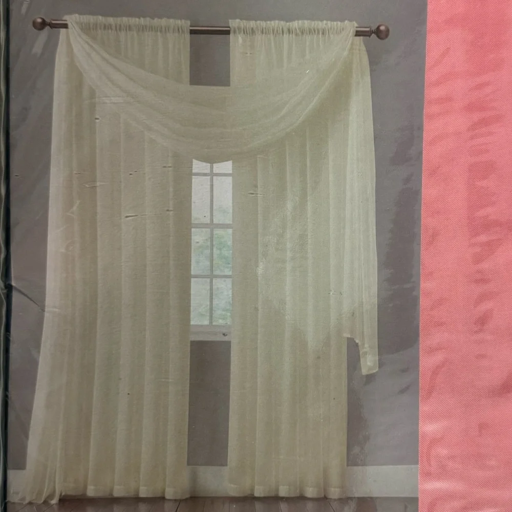 Amazing sheer window curtains scarf Rose